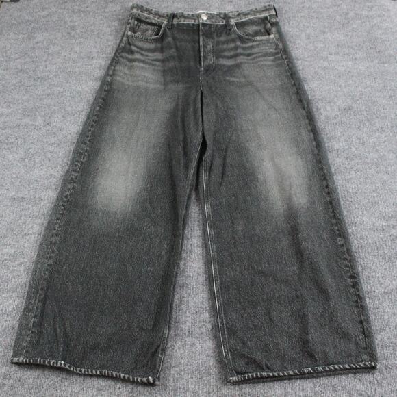 Rag Bone Pants Women 32 Miramar Sofie Wide Leg Cropped Black Sweatpant Jean Chic - Picture 6 of 16